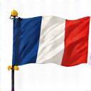 Bilingual customer support symbol with English and French flags